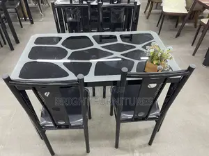 Dining Sets/ Four Seater Glass Dining Table With 4 Chairs