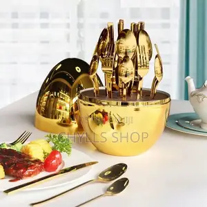 Luxury Golden Oval Shape Cutlery Set