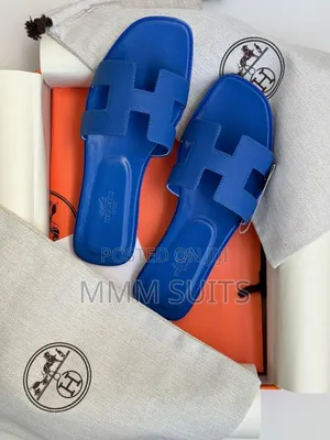 Blue and Orange Ladies Hermes Ladies Slippers Fresh in Box
