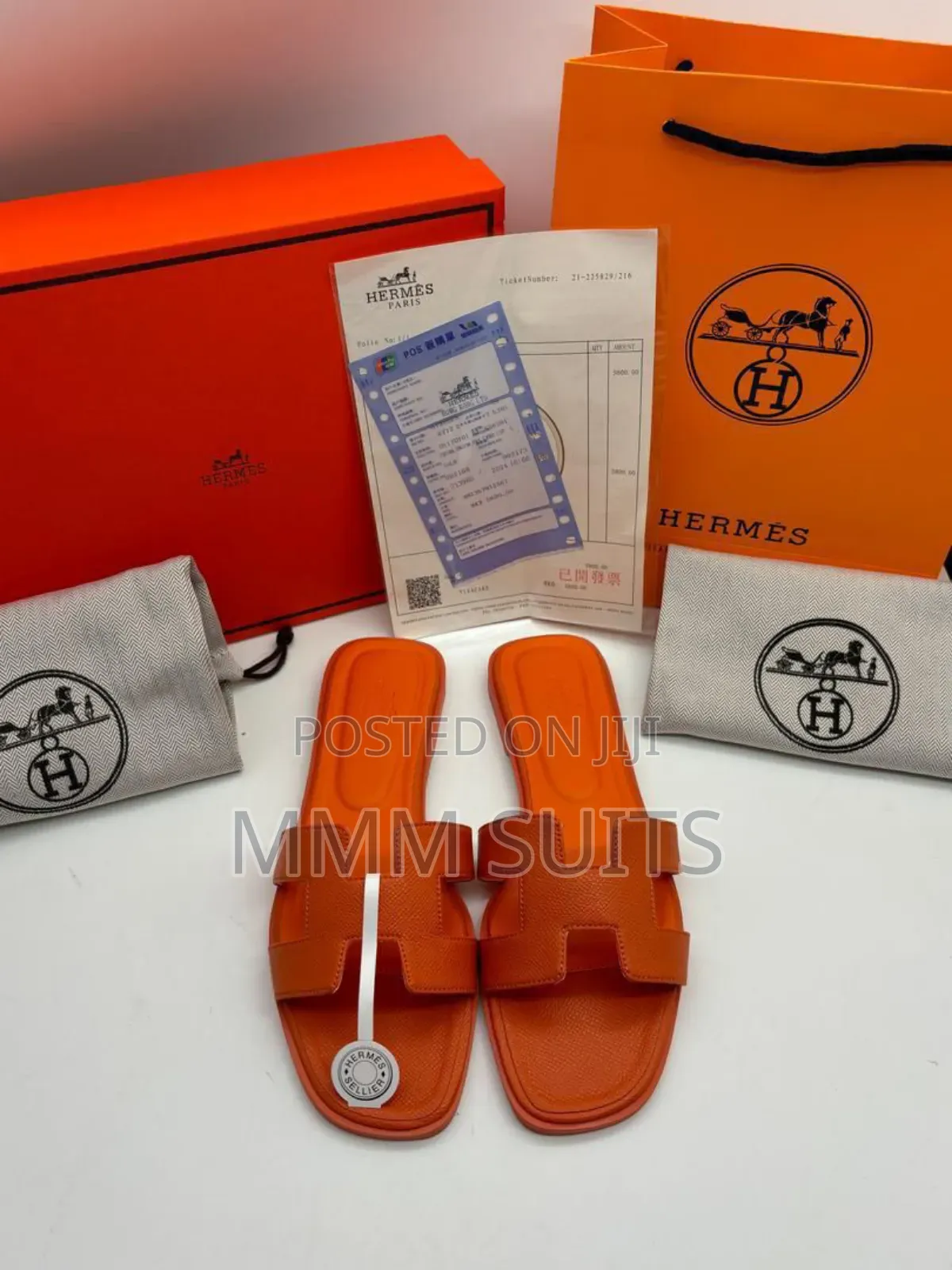 Blue and Orange Ladies Hermes Ladies Slippers Fresh in Box