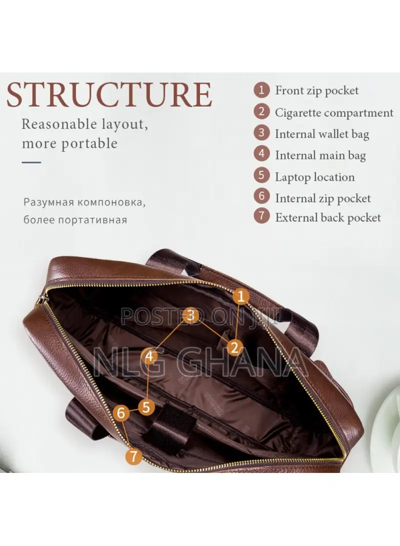 Top-Layer Cowhide Leather Laptop Handbag Shoulder. Tvx24664