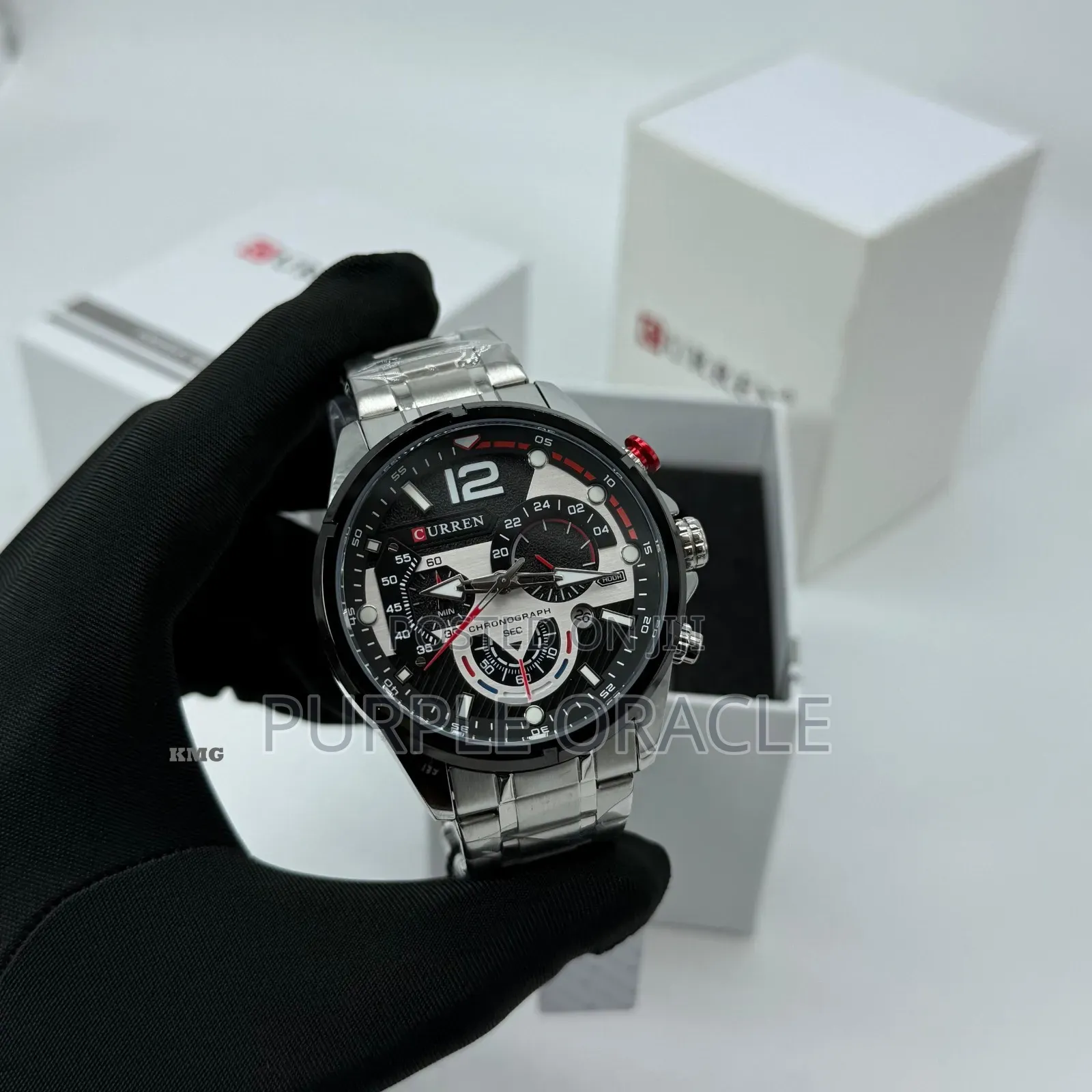 Close-Up of a Curren Chronograph Watch.
