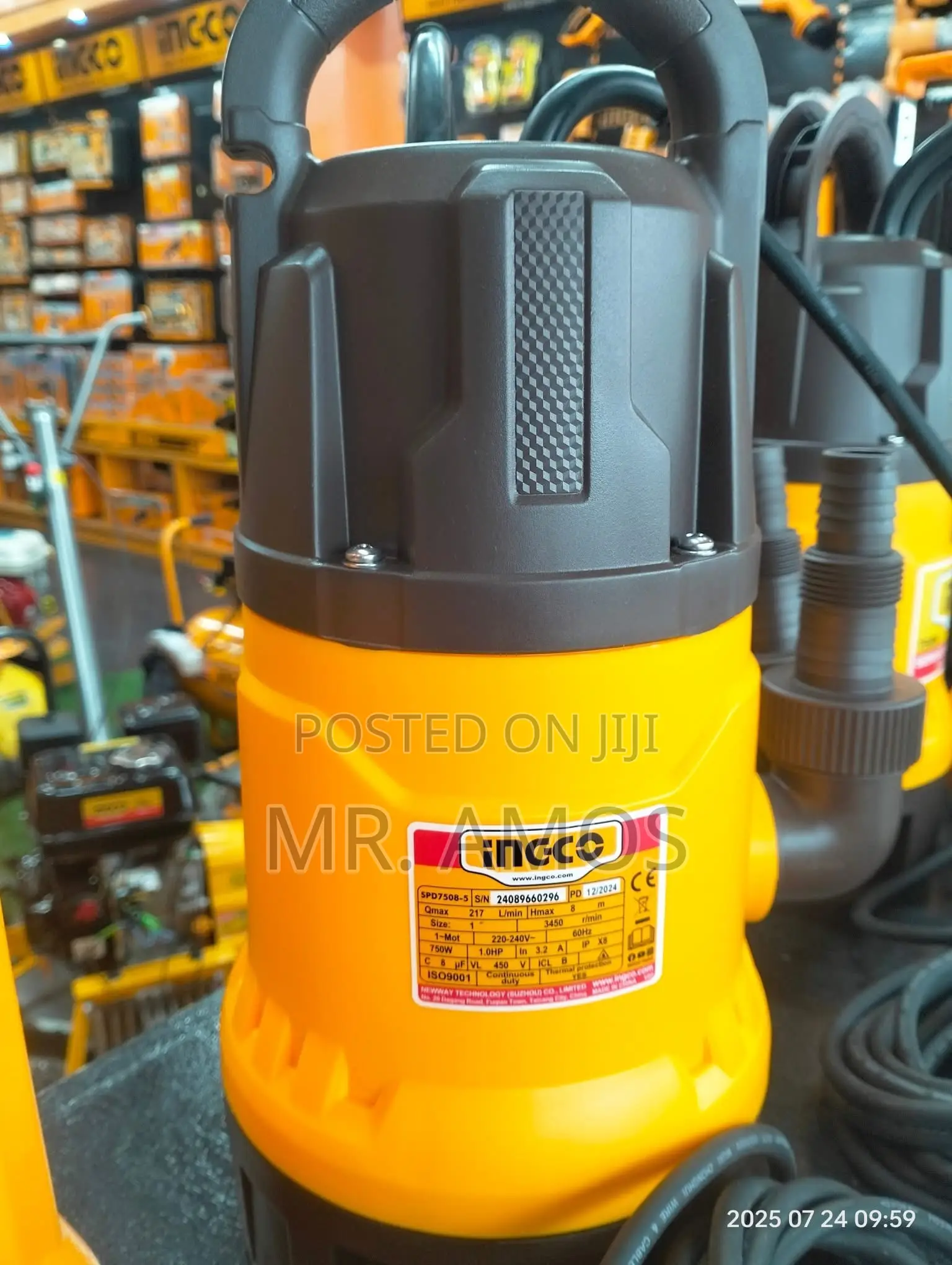 1hp Sewage Pump With Copper Motor Float Switch - Spd7508