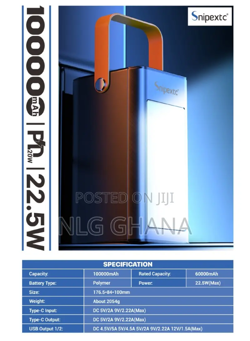 100000mah 22.5w Portable Super Fast Charging Power. Snp1046