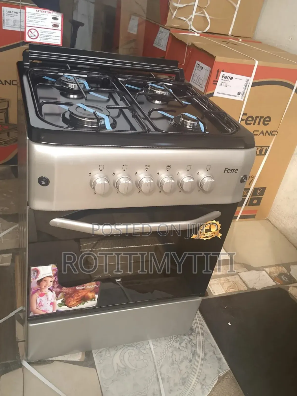 Special Brand Ferre Volcano 60x60 Gas Burner With Oven Grill