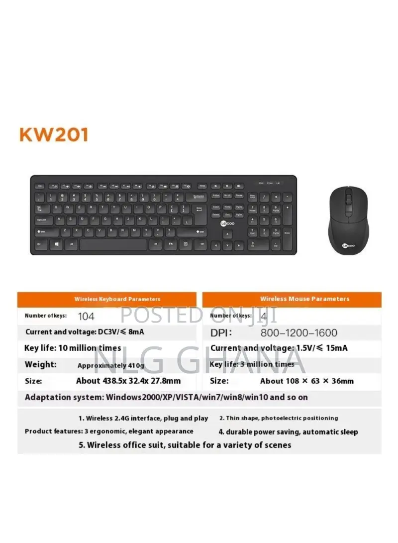 2.4g Wireless Home Office Keyboard Mouse Set. Tvx23361