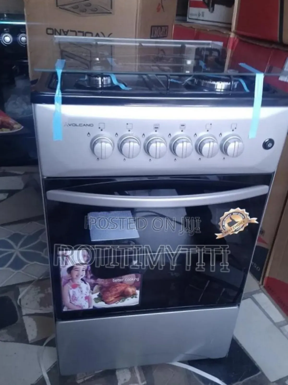 Free Standing Oven Volcano 50x50 Gas Burner With Oven Grill