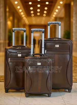 3set Genuine Leather Traveling Luggages