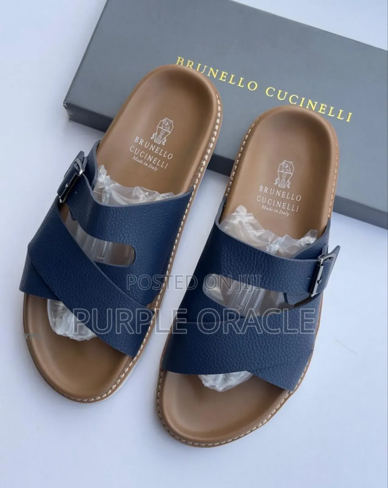 Brunello Cucinelli Men's Black Leather Sandals.