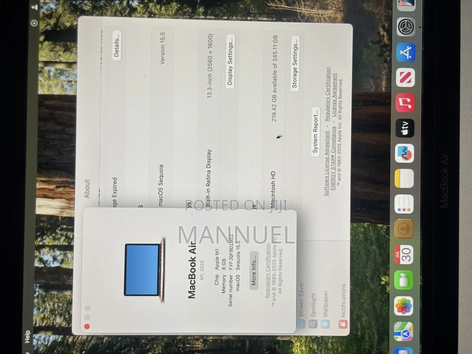 Laptop Apple MacBook Air 2020 M1 8GB Apple M1 SSD 256GB