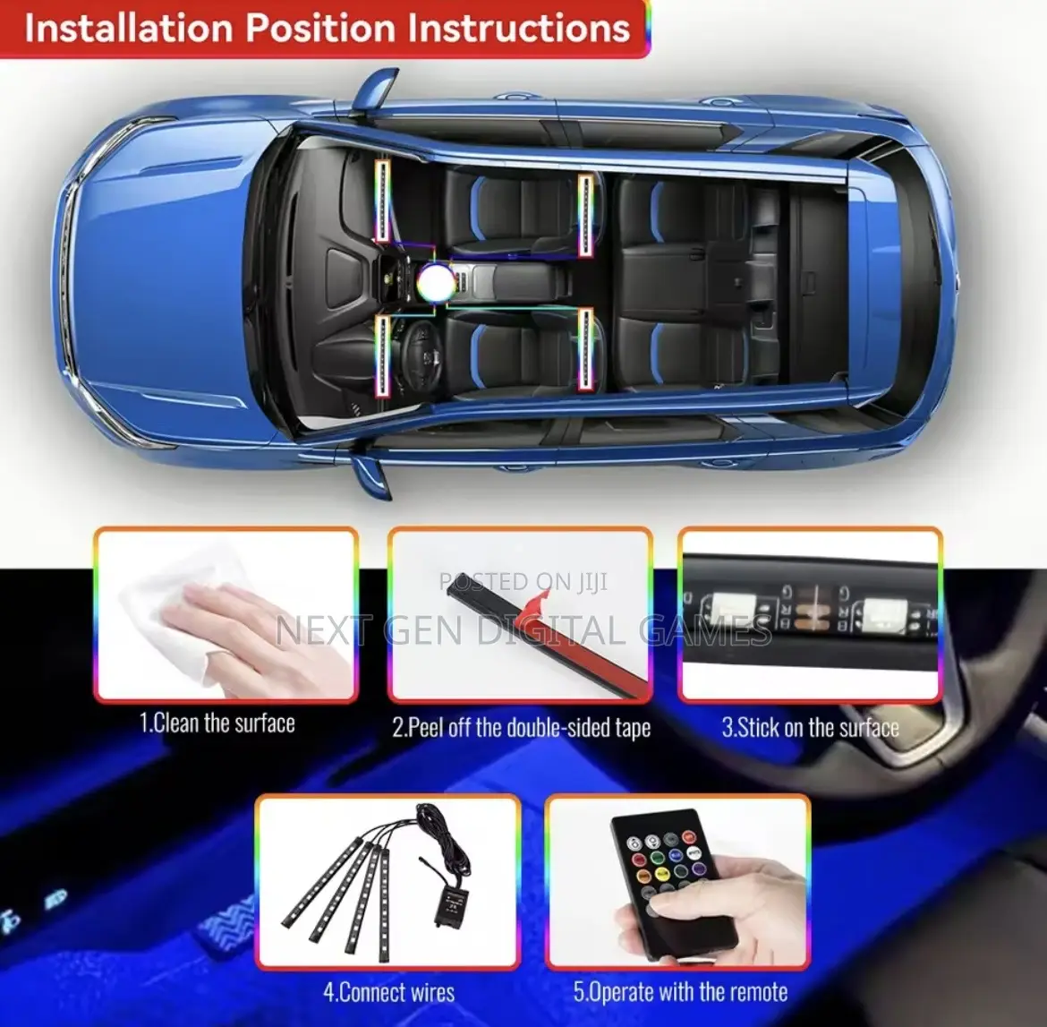Neon 72 Led Car Interior Ambient Foot Light