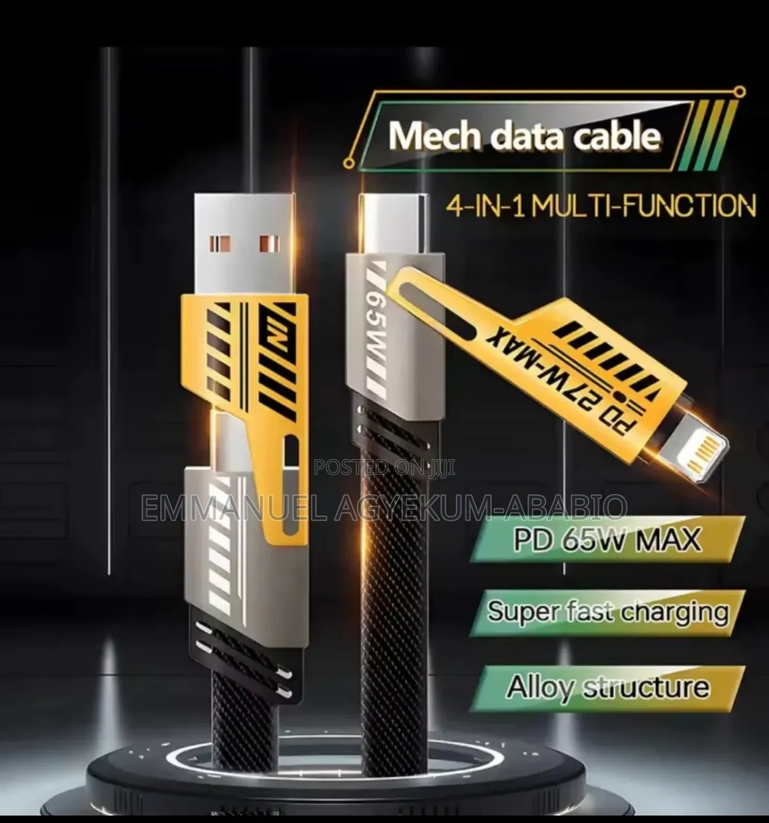 4-in-1 Usb Data Cable 27/65w (Type C, L. Conductor, Usb A)