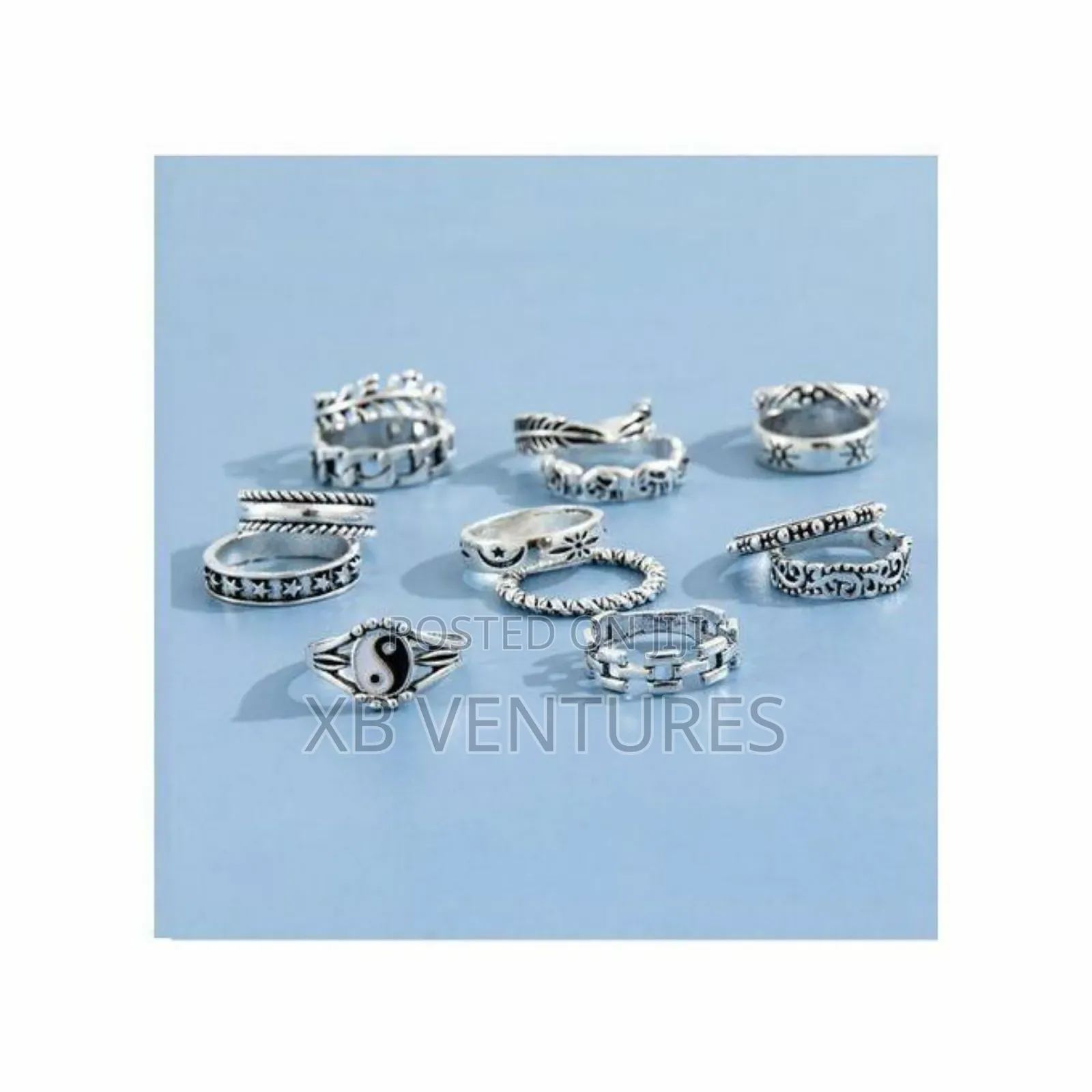 14-Piece Women's Fashion Metal Knuckle Ring Set Silver