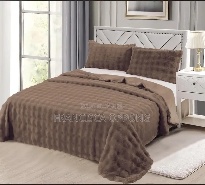 High Quality Rabbit Faux Fur Blankets 3 Pieces