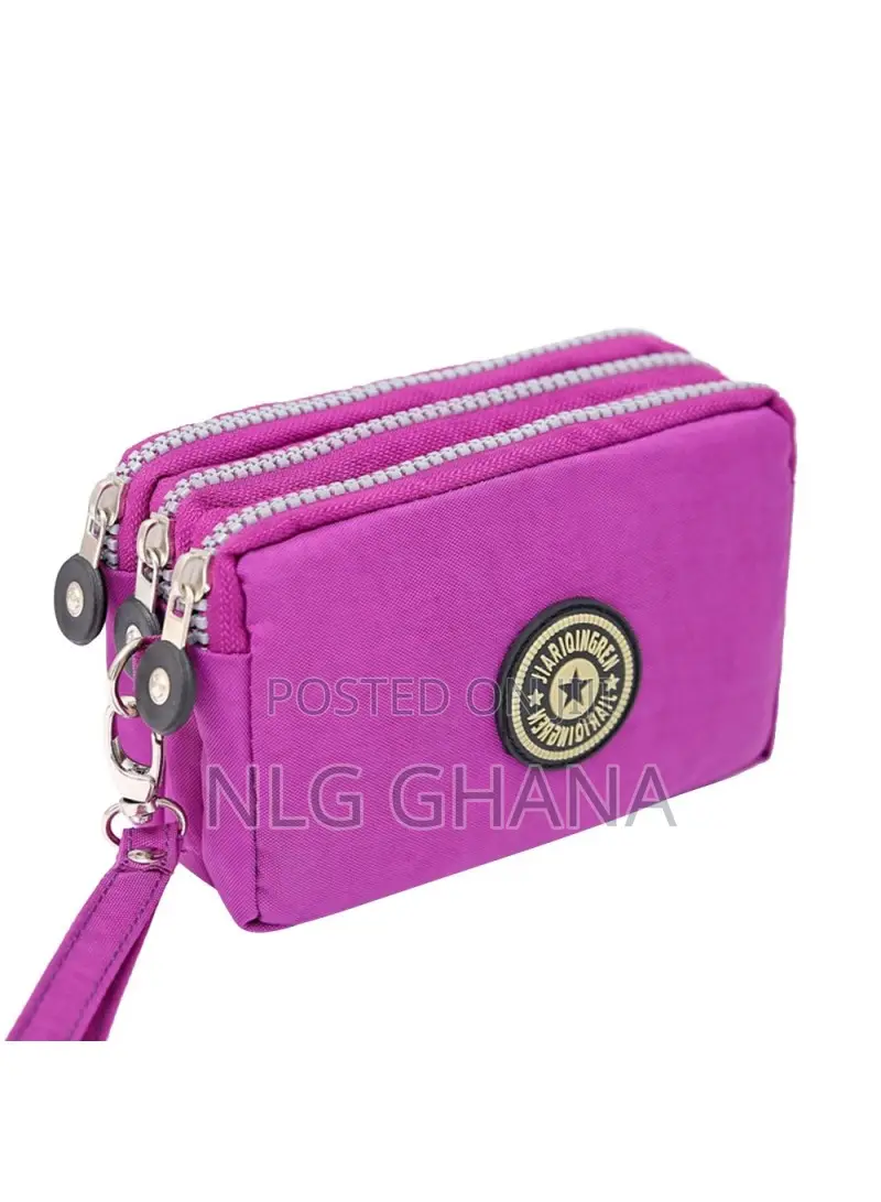 Women Three Layer Zipper Coin Purse Washed Denim. Tvx27532