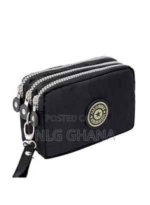 Women Three Layer Zipper Coin Purse Washed Denim. Tvx27532