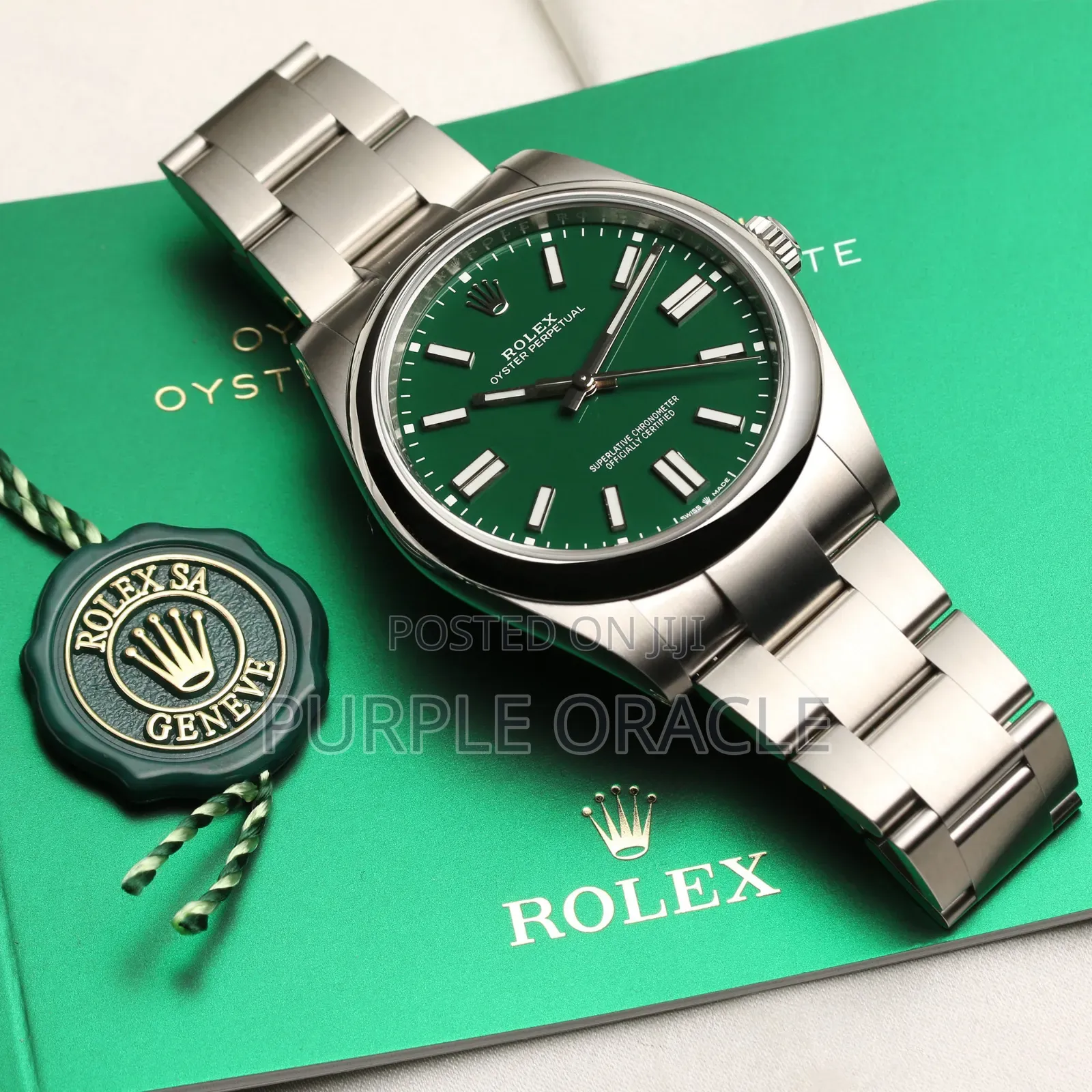 Rolex Oyster Pepertual Green Dial Watch