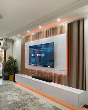 Modern Tv Unit With Wall Panel And Light