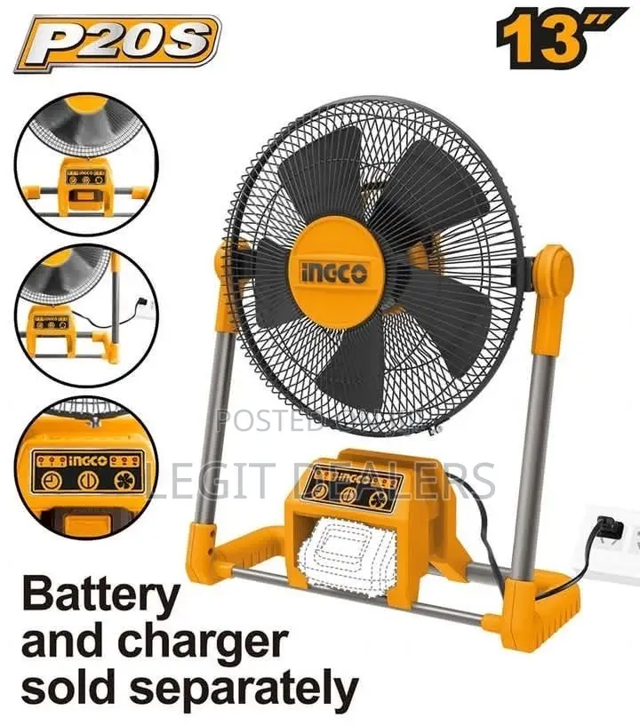 Ingco 2in1 Rechargeable Fan + 20v Battery