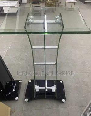 Plain Glass With Black Base Glass Pulpit