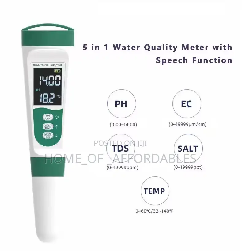 Ph/TDS/Ec/Temp/Salinity Meter(Rechargeable and Voice Active