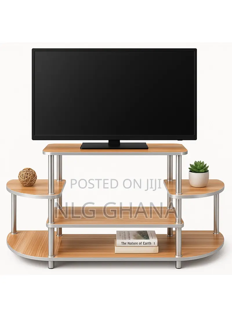 Rustic Industrial Tv Stand With 5-Tier Shelves. Ghx6100