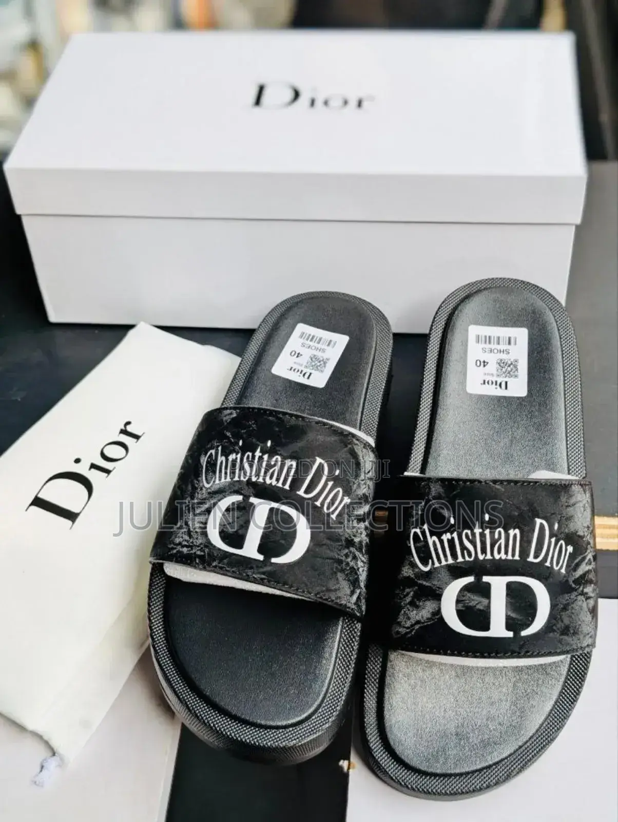 Christian Dior Cd Slide Black and White
