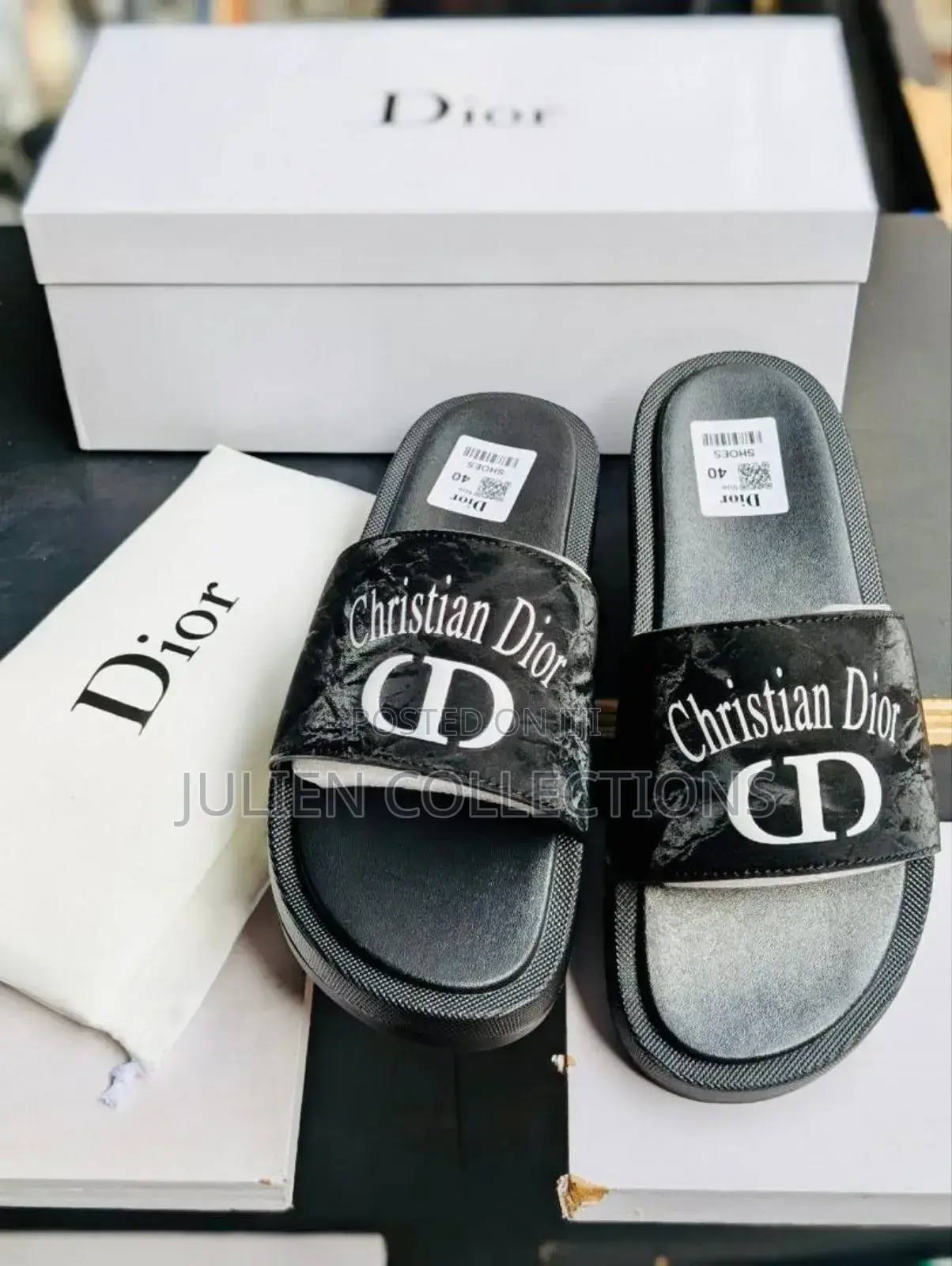 Christian Dior Cd Slide Black and White