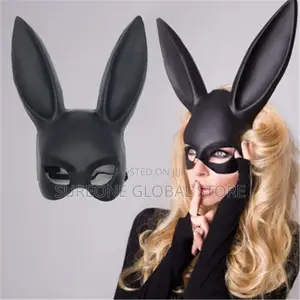 Solid Color Halloween Rabbit Ears Half Mask