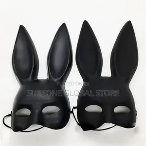 Solid Color Halloween Rabbit Ears Half Mask