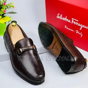 Salvatore Ferragamo Men Dark Coffee Leather Loafers