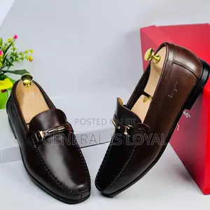 Salvatore Ferragamo Men Dark Coffee Leather Loafers