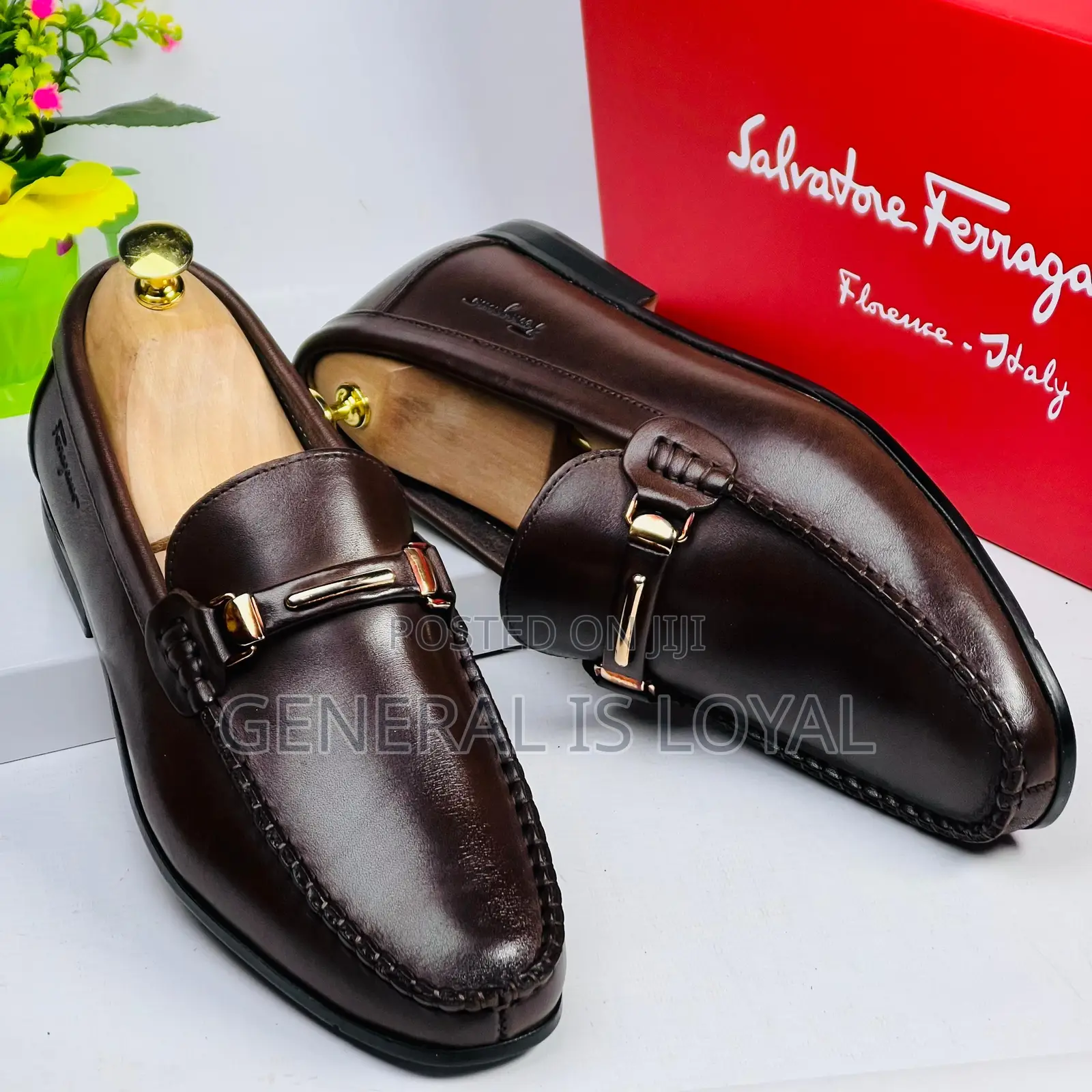 Salvatore Ferragamo Men Dark Coffee Leather Loafers