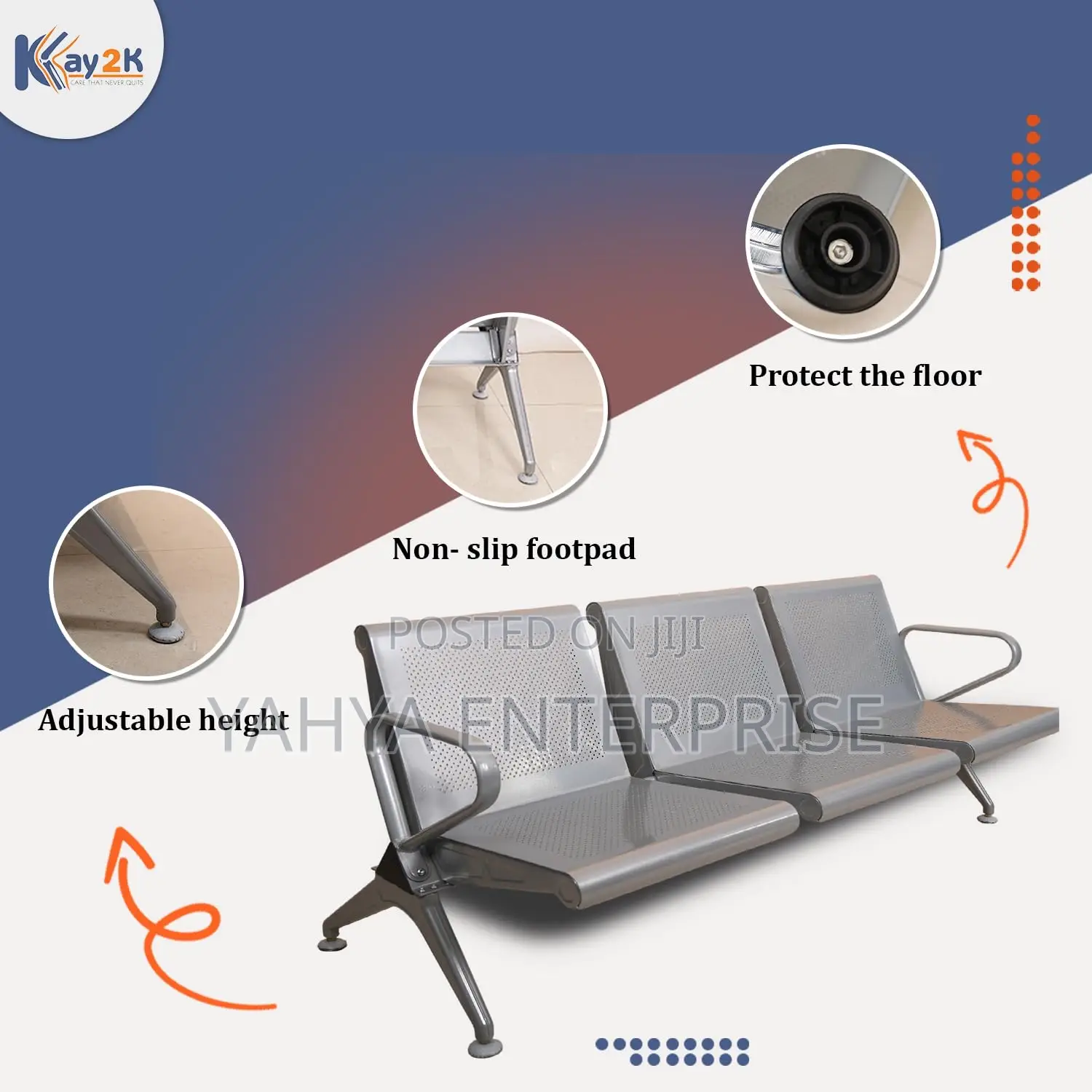 Airport 3 in 1 Metal Waiting Chair