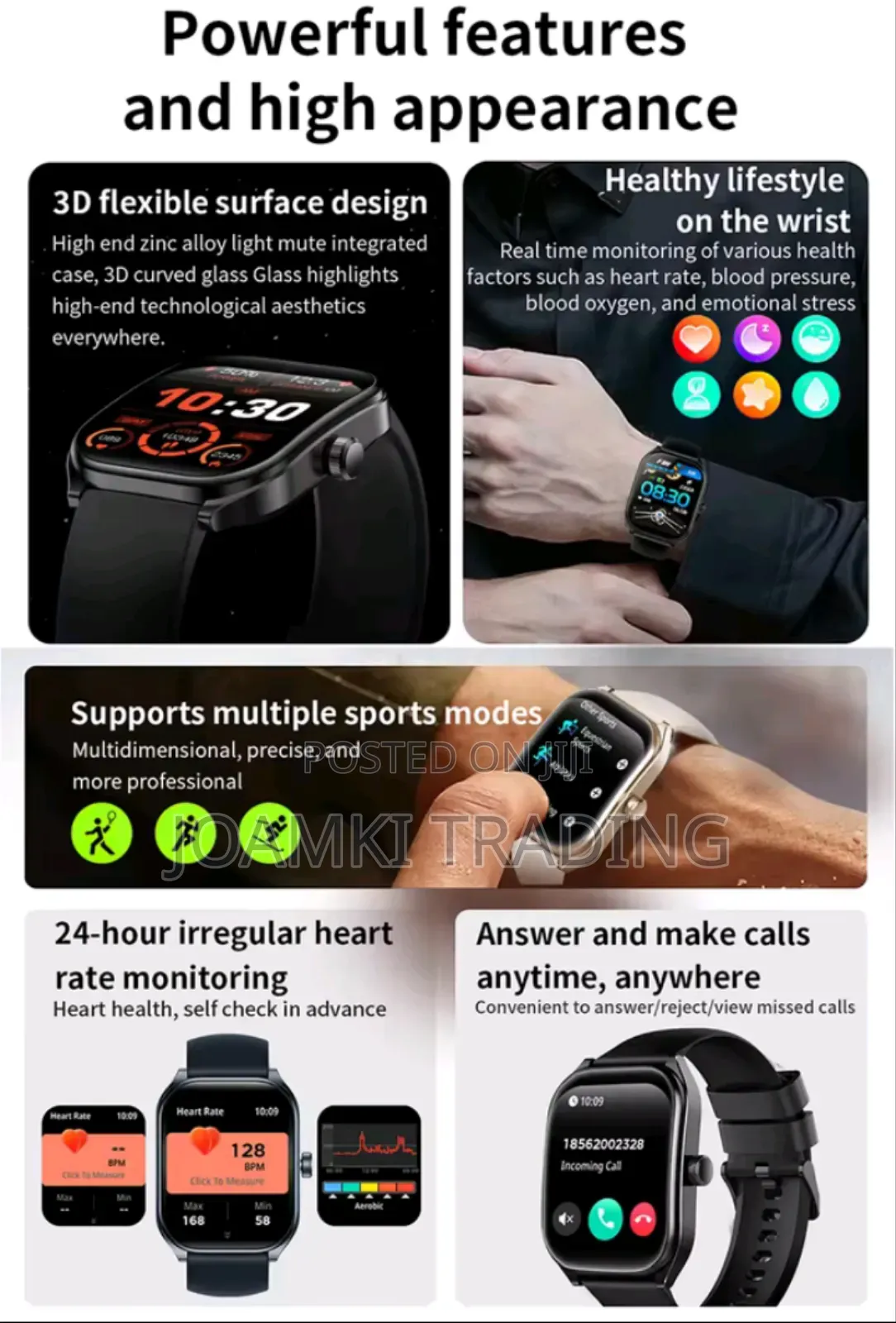 2.01" Curved Screen Smartwatch Men, Women, Bt Call, Ip68,