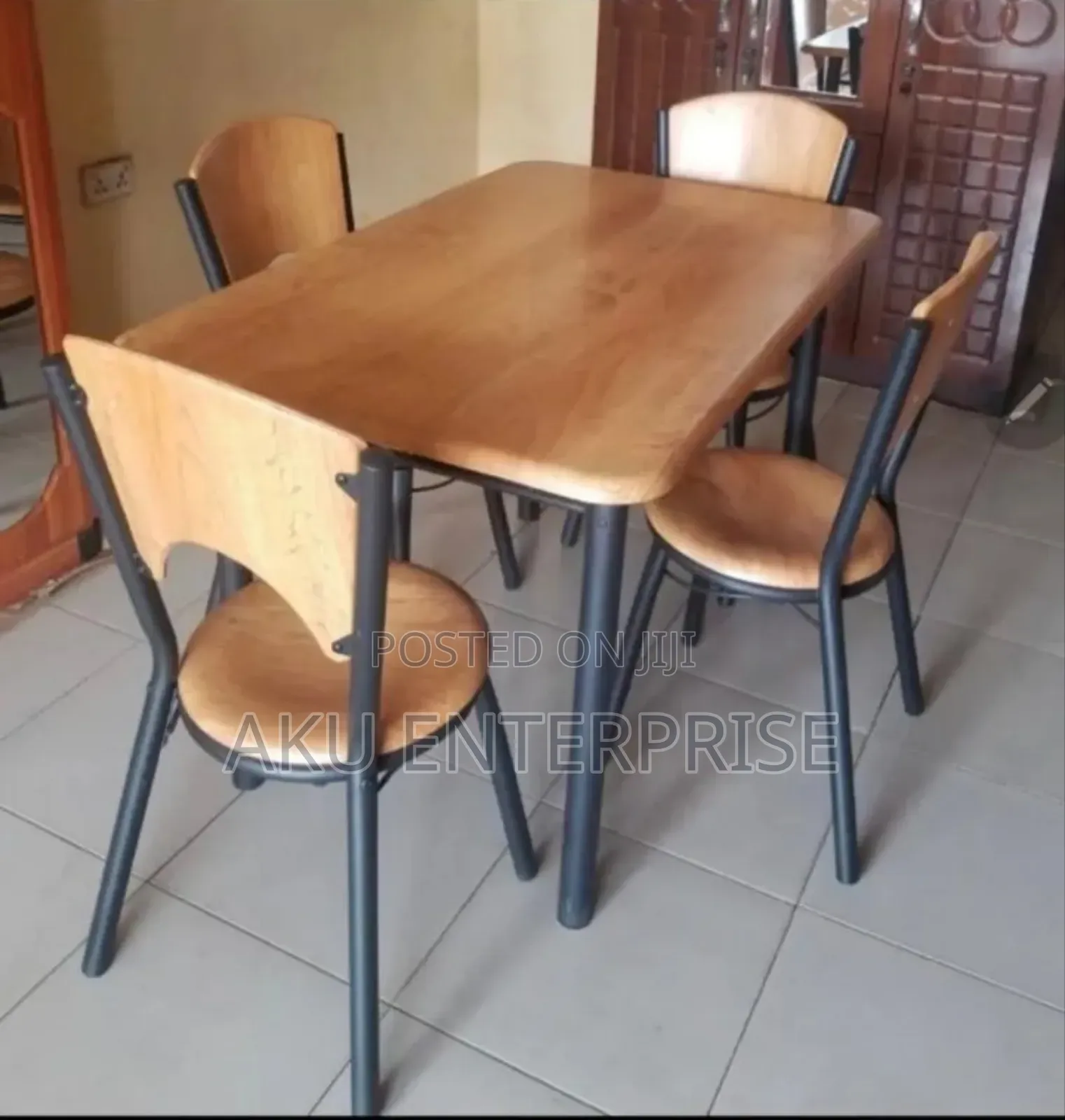 Wooden Dinning Table With 4 Chairs Brown