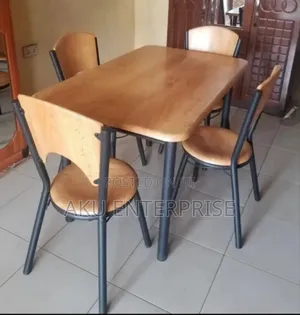 Wooden Dinning Table With 4 Chairs Brown