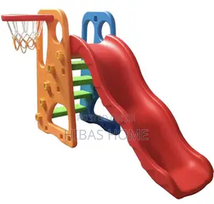 Big Size Blue Red Slide With Basket Ball Hoop 158*84*103