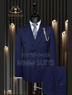 Classic Turkish Vinstillo Double-breasted Men Suit Navy Blue