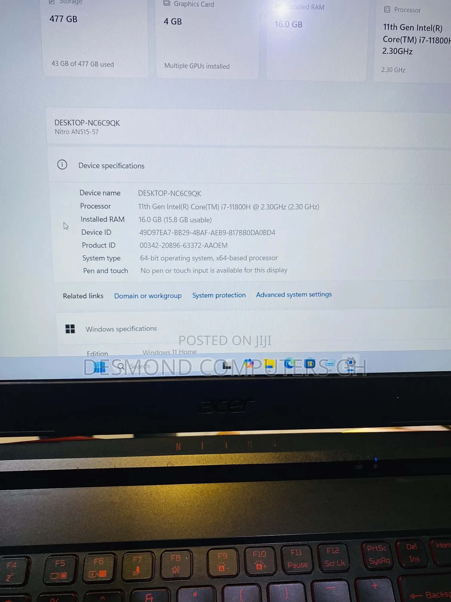 Laptop Acer Nitro 5 16GB Intel Core i7 SSD 512GB