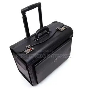 Pilot Leather Business Briefcase – 4-Wheel Trolley Bag