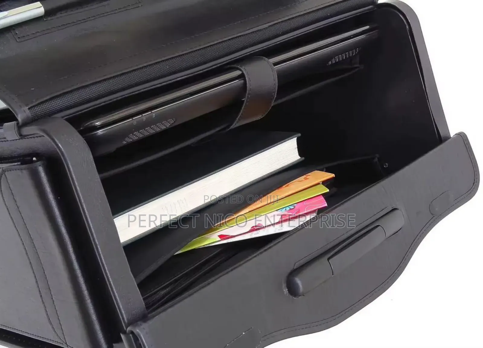 Pilot Leather Business Briefcase – 4-Wheel Trolley Bag
