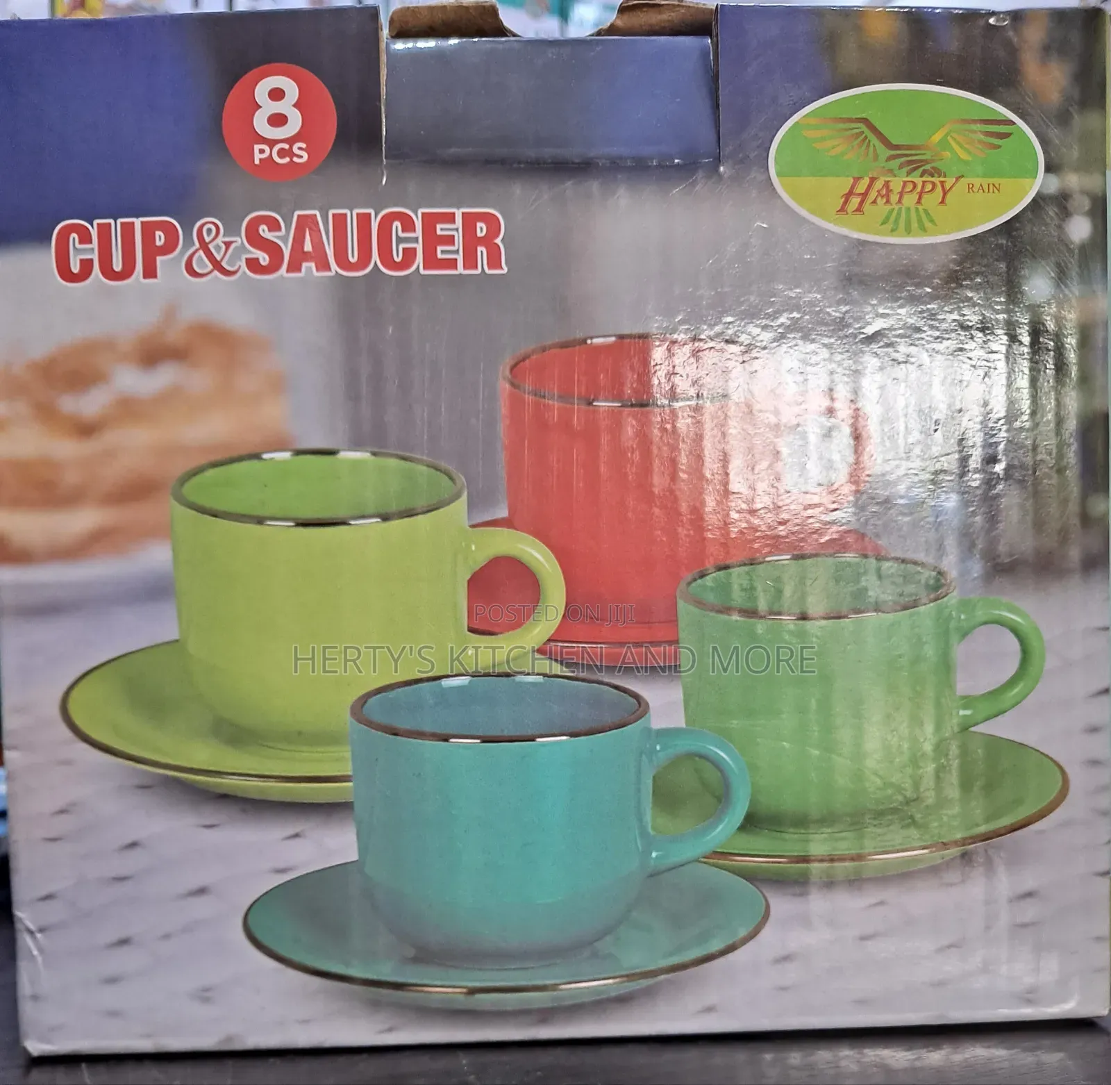 Happy Rain Cup and Saucer 8pcs