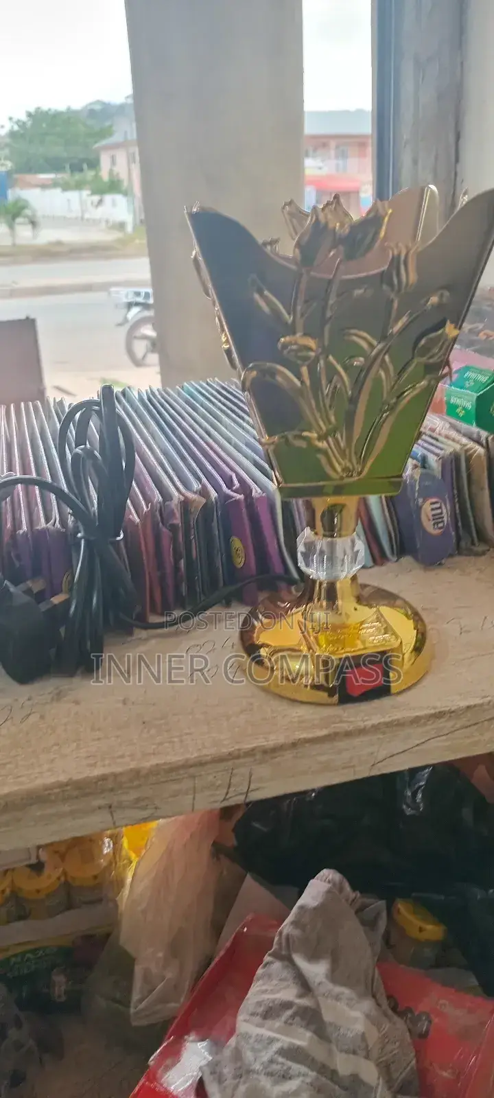 Artistic Electric Incense Burner - Golden Floral Design