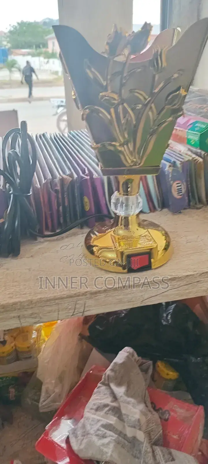 Artistic Electric Incense Burner - Golden Floral Design