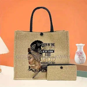 Women Head Print Handbag Set