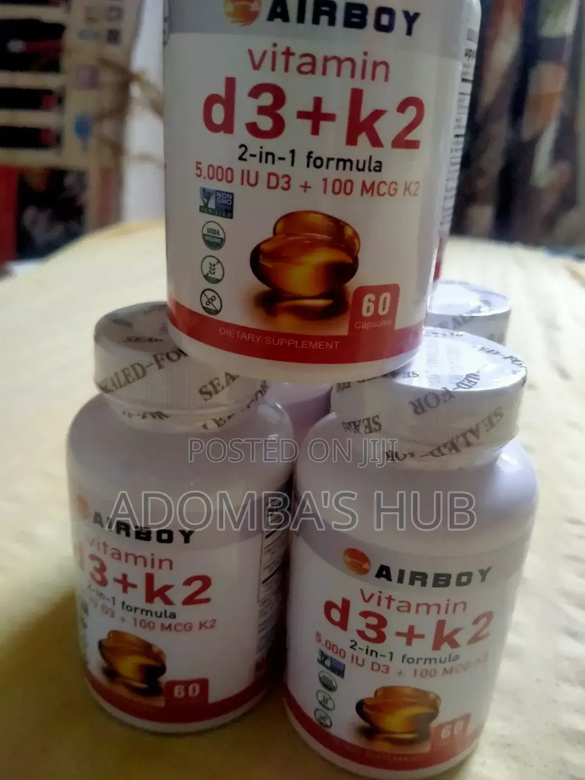 Airboy Vitamin D3+ 5000iu 100mcg for Strong Bones and Heart 60 Caps!