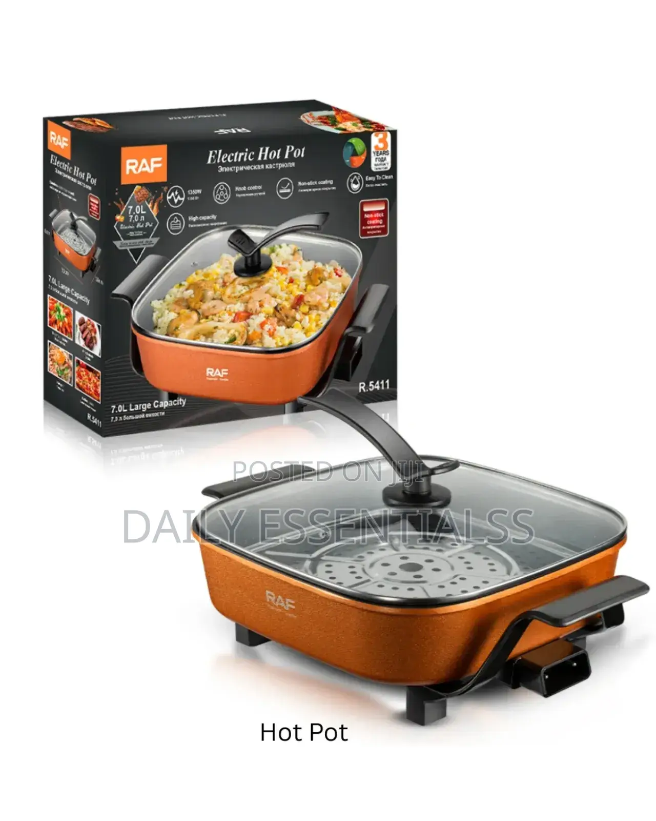 2-in-1 Electric Cooker – Raf Hot Pot With Steamer