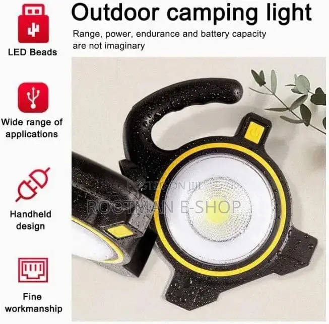 10w Solar Rechargeable White Light Cob Led Work Light