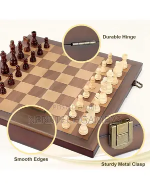 Magnetic Wooden Chess Set for Adults Kids 15'' Chess Board